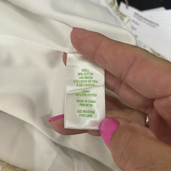 Lilly Pulitzer "Christine" Gold/Black Metallic Beaded Strapless Dress Sz 12 - Picture 10 of 12